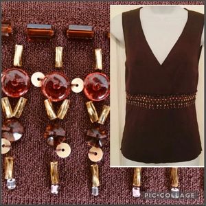 Ann Taylor Loft Knit Top Sz M💎 Embellished Beaded